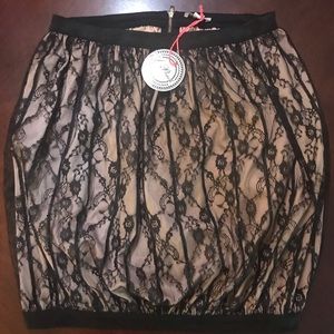 🆕 A.Peach Mini Skirt-Peach with Black Lace-Small